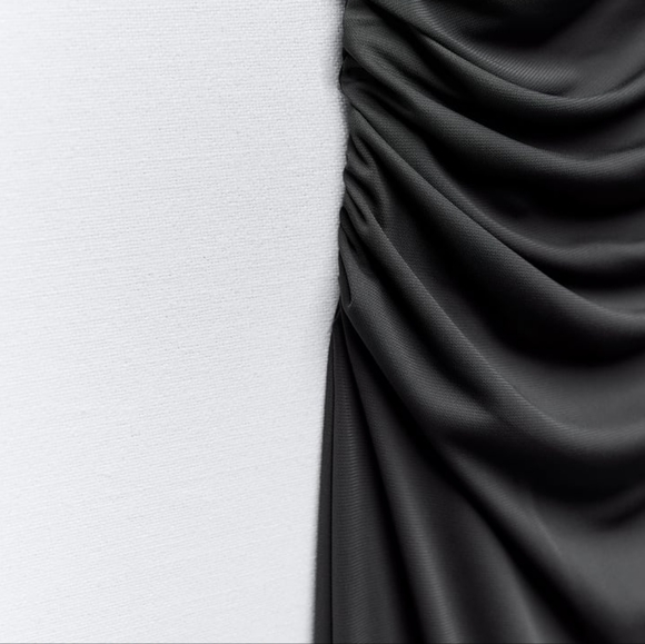 Zara Drapped Asymmetrical Midi Dress Gray - Picture 8 of 13